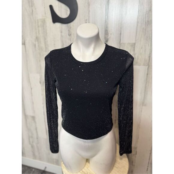 Black sparkly long sleeve top - Picture 2 of 8